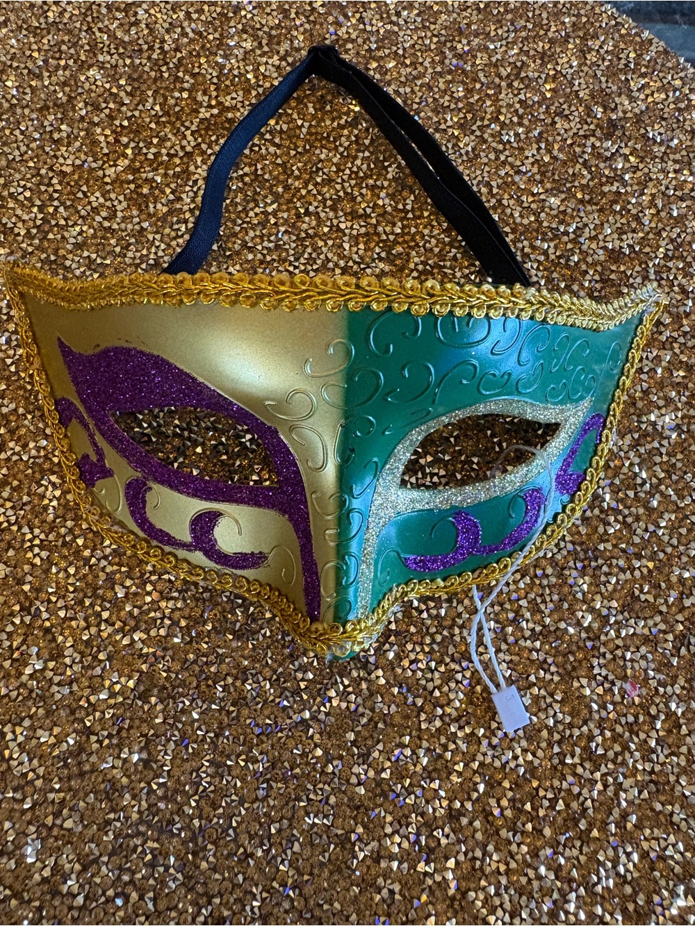 Festive Green, Gold & Purple Venetian Masquerade Mask